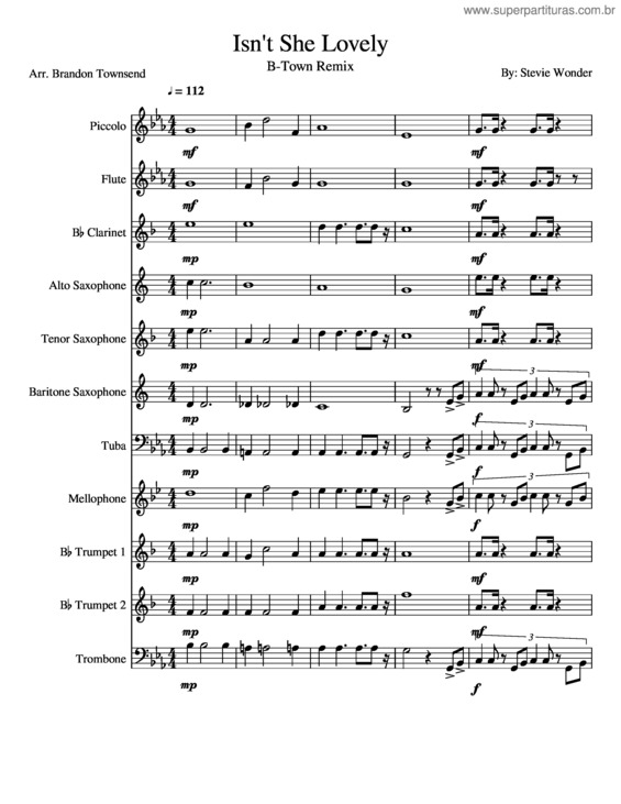 Partitura da música Isn`T She Lovely [Band Ver.]